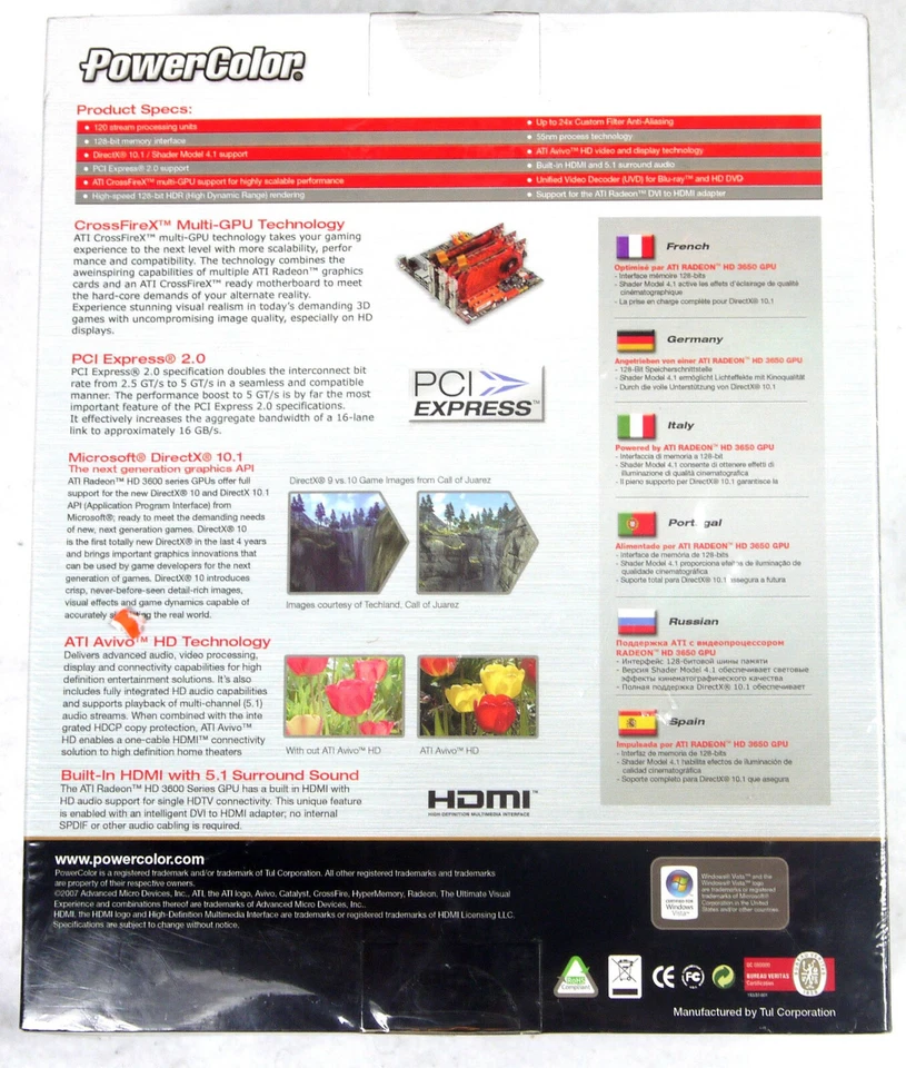 PowerColor HD 3650 ATI Radeon 3D Graphics Card 512Mb 128bit Crossfire X PCI-E - Image 2 of 4