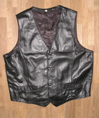 Herren- LEDERWESTE / Weste / Gilet in schwarz aus Glattleder in ca. Gr. 54 - Bild 1 von 2