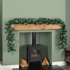 Image of 2.7m Green Mixed Needle Christmas Garland with Pine Cones and Red Berries