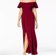 NightWay Crepe Gown with center slit Womens US Size 10 Color - Merlot/Purple