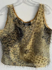 Russell Kemp Petite 12 Fuzzy Leopard Tank Top Animal Print Y2K Indie Sleaze