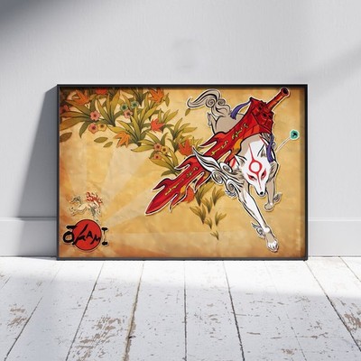 Okami Game Poster Amaterasu Wall Art Japanese Video Game Art Print NoFrame