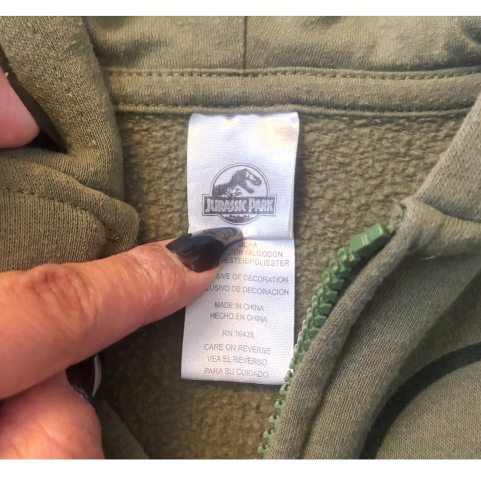 Sudadera con Capucha Cremallera Completa Dinosaurio Verde Parque Jurásico Niños Talla 6/7 Foto 3 de 4
