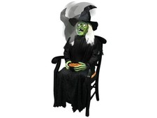 Sitting Witch Animated Prop Halloween Porch Greeter