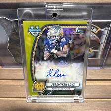 Jeremiyah Love Auto /75 Yellow 2024 Bowman University Chrome Notre Dame Rookie 