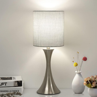 3 Way Touch Control Table Lamp, Dimmable Bedside Desk Lamp with Metal Base Moder