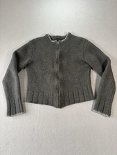 Wool Zip Cardigan Womens Green Minimalist Cropped Sweater Jacket Coquette Scandi