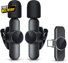 2 Pack Mini Wireless Microphone Type C for Iphone 15-16 Android Phone USB C Ti..
