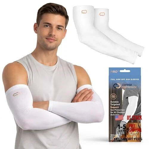 Full Arm Sun Sleeves for Men and Women UPF 50+ UV Protection Small-Medium