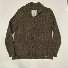 Tommy Bahama Cárdigan Para Hombres Mediano Marrón Lana Merino Mezcla Alpaca Chal Suéter