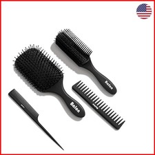 Gentle Detangling Hair Brush Set - 4-Pcs for Men and Women with Massaging Action