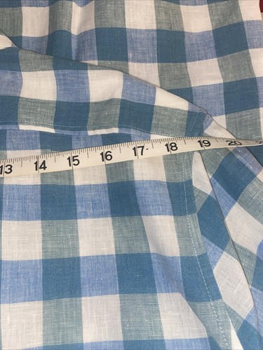 L.L. Bean Men’s 100% Linen Shirt Long Sleeve Button Up Blue Green White L Reg - Picture 10 of 10