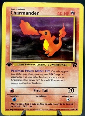 Charmander 50/82 Team Rocket 1st Edition Common WOTC Pokemon TCG LP/MP at