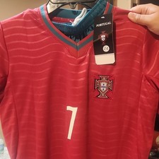 Portugal Cristiano Ronaldo #7 Red Soccer Jersey Shirt, Unisex Adult Size 24