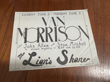 Rare 1974 Van Morrison Poster The Lion's Share San Anselmo Handbill Fillmore Era
