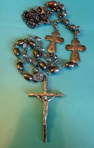 Vintage Italian Crucifix Rosary Faceted Beads Italy. 30 “