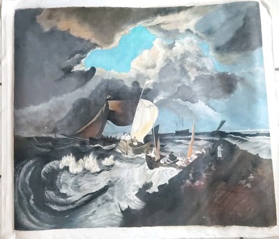 Repainting CALAIS PIER: AN ENGLISH PACKET ARRIVING Hobbyist 37.5  x 33  Loose