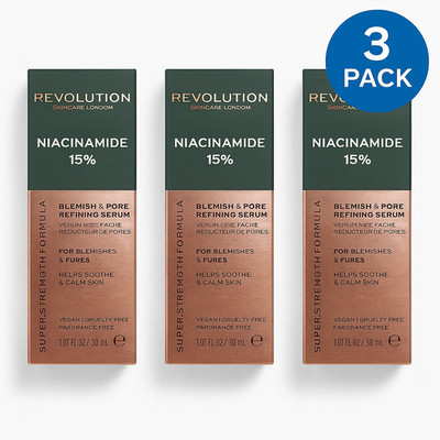 Revolution Niacinamide 15% Blemish & Pore Serum 1 oz 3 Pack New