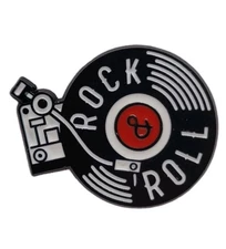 Rock & Roll Vinyl Record Player Enamel Pin – Retro Music Lover New Free Ship