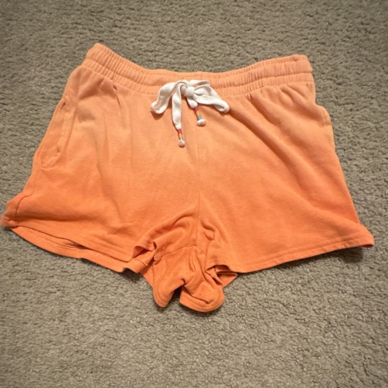 Women’s Regular Orange Knit Lounge Shorts Solid Drawstring Elastic Waist