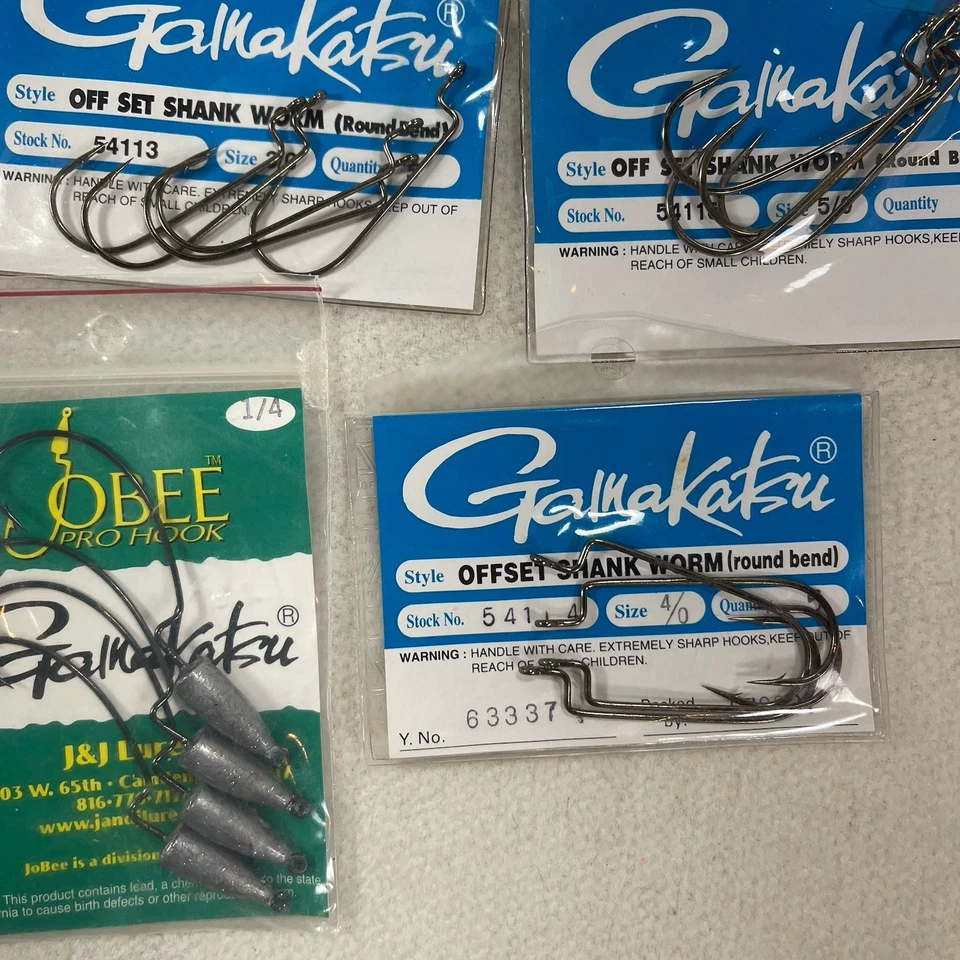 New  7 Pkgs Gamakatsu Offset Shank Hook# 3, 4, 5 &  2 Pkgs Jobee Pro Hooks 1/4 - Image 4 of 4