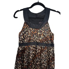 Vintage Betsey Johnson Babydoll Dress Women's 0 Leopard 100 Silk