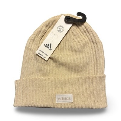 adidas Women s Ribbed Knit Beanie Beige Cream Recycled Content NWT