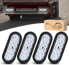 GOOACC 6Inch Oval Trailer Tail Light 4PCS 10LED White Reverse Back 4Pcs 