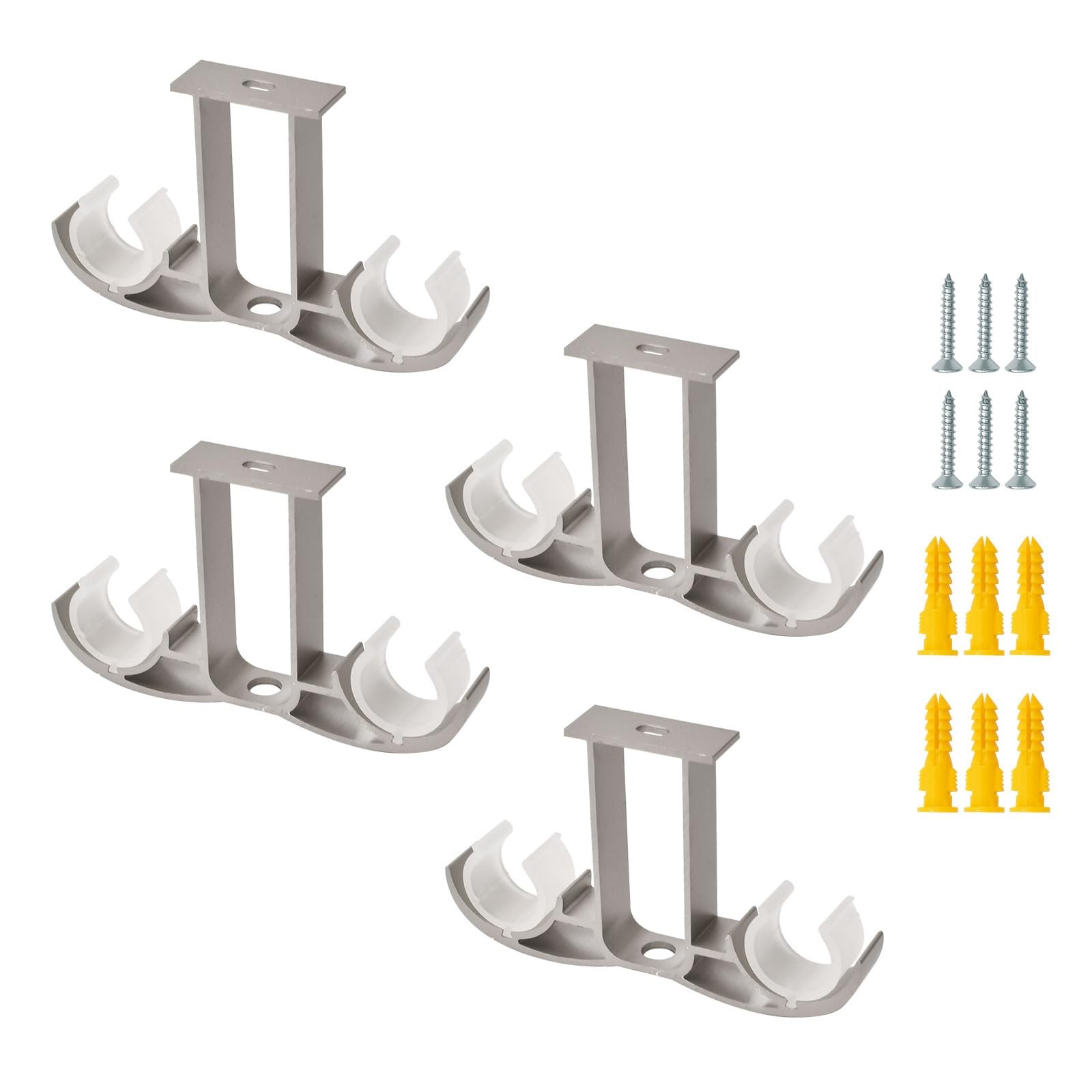 Supports de tringle à rideaux robustes anti-affaissement, lot de 4 fixations durables de 28mm