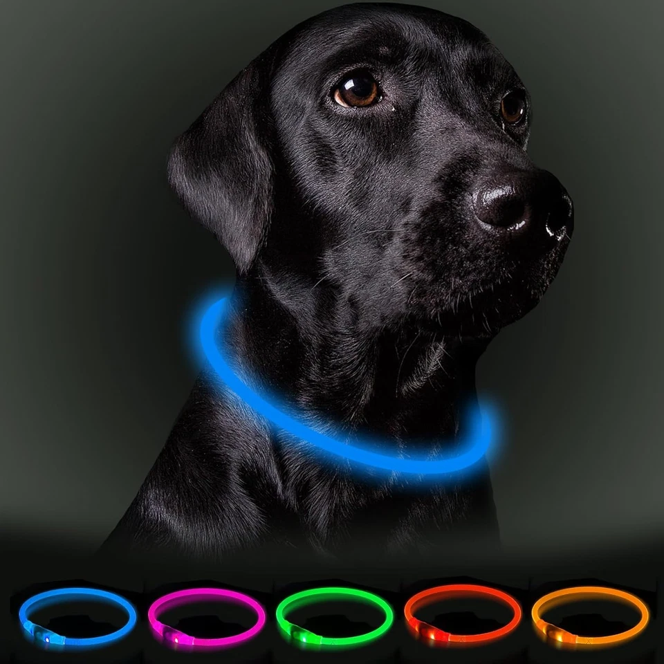 BESUCHE DEN NEPFAIVY-STORE Nepfaivy LED Leuchthalsband Hund USB Aufladbar Wasserdicht Verstellbar 3 Modi