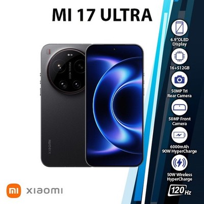 Xiaomi 17 Ultra 5G Android Cell Phone (16GB+512GB/BLACK/Dual SIM/Unlocked)