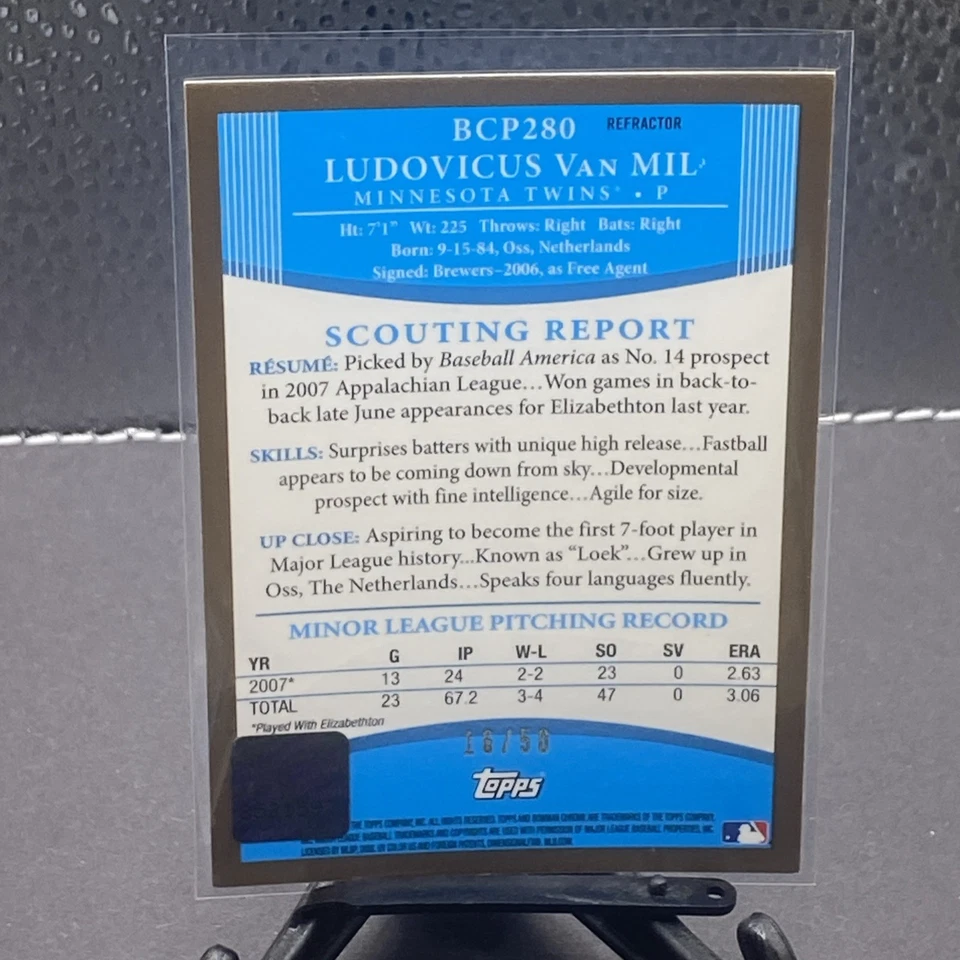 2008 Bowman Chrome Ludovicus Van Mil 1st On Card Auto Autograph Gold #16/50 - Image 2 of 2