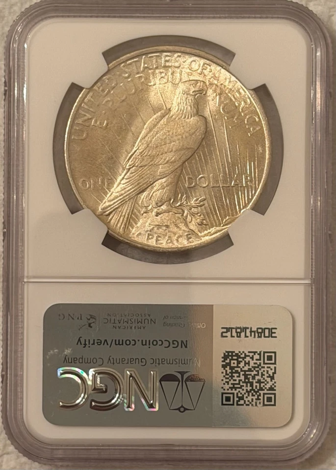 1923 Peace Dollar MS66 *NGC Classic Holder* Lustrous Coin w/ CAC Certification! - Image 2 of 2
