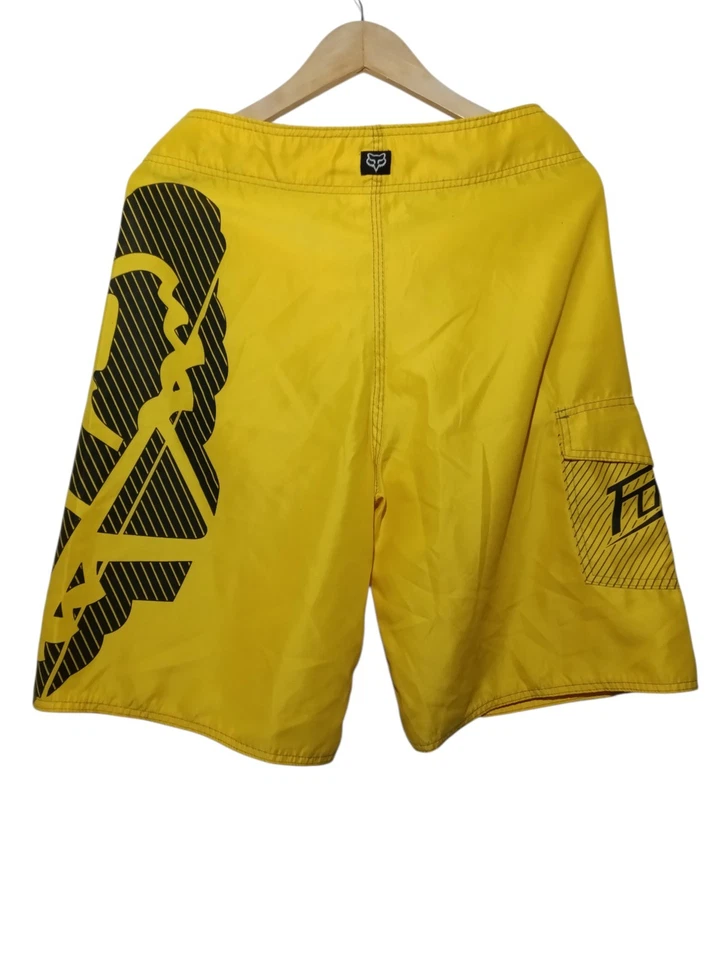 Pantalones cortos deportivos Fox Racing negros amarillos para hombre talla 32 Foto 2 de 4