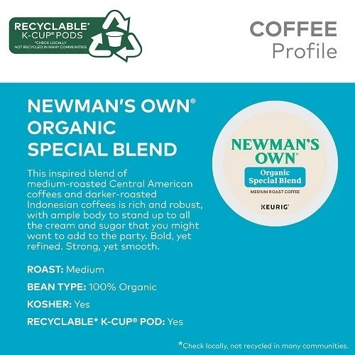 Cápsulas K-Cup de café Newman's Own Organics mezcla especial, tostado medio, 96 unidades Foto 4 de 4