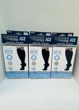 Copper Fit ICE Menthol Infused Compression Socks S/M M 6-9, W 7-10 Lot Of 3 