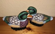 2 Enten handbemalt – aus Holz Deko-Set u. auch Schuhebürste