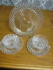Vtg. Wexford Anchor Hocking Pressed Glass - 2 Cups/Saucers - 9 3/8" Plate - EUC