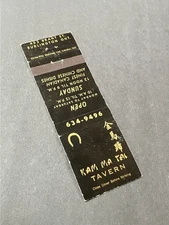 Vintage Canada Matchbook “Kam Ma Tai Tavern” Burlington