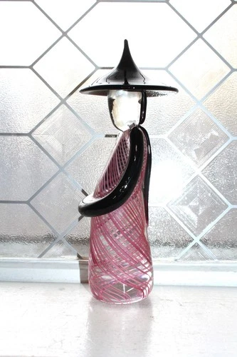 Murano Latticino Glass Sergio Rossi Asian Figure MCM Minimalist Sculpture