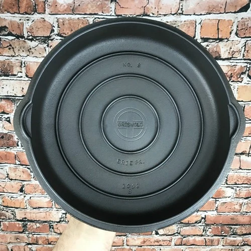 Griswold 1098 B No. 8 Self Basting Cast Iron Lid Small Block Logo Restored