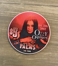 Ozzy Osborne RARE $5 Palms Casino Chip From October 2002 Limited Edition