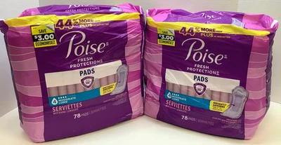 Poise Incontinence Pads for Women, #4 Moderate Long, 156 Pads, Disheveled Packs