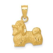 14K Yellow Gold Shiny-Cut Shih Tzu Pendant K3432