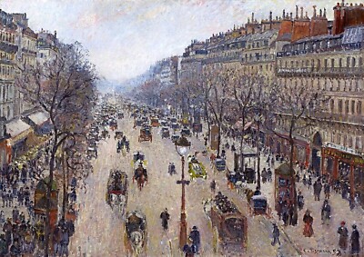 2074 - Boulevard Montmartre, Morning Cloudy by Camille Pissarro - Giclee