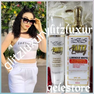 2pcs: Glitzluxury LUMINOUS WHITE 3x body milk & Serum set    