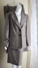Escada 46 14 16 Xl Exquisite Rich Unusual Woven Wool Pant + Skirt Suit Jacket
