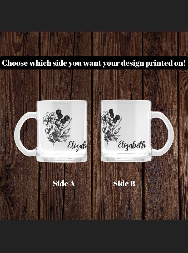 Taza de vidrio personalizada, taza floral, taza de café personalizada Foto 3 de 4