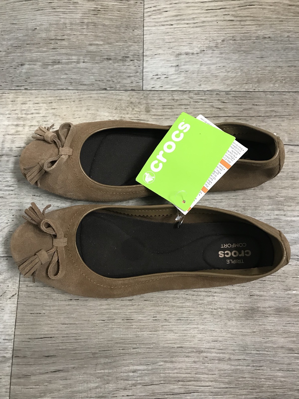 Crocs Womens Lina Suede Slip-On Loafers in Hazelnut Size 9.5 New-image