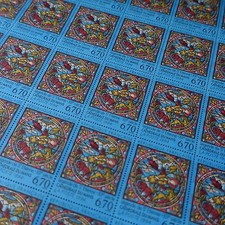 FEUILLE SHEET TIMBRE VITRAIL CATHÉDRALE DU MANS N°2859 x30 1994 NEUF ** LUXE MNH